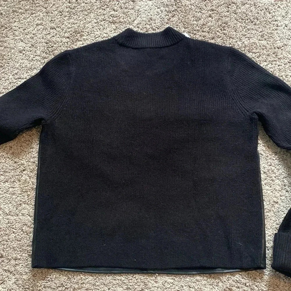 Ann Taylor Mixed Media Mock Neck Sweater with faux leather - Picture 7 of 10